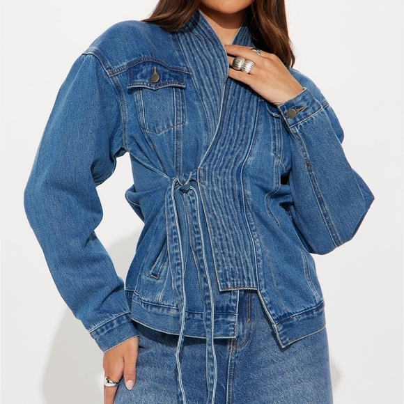 Jackets & Blazers - Denim Wrap Jacket - Blue
